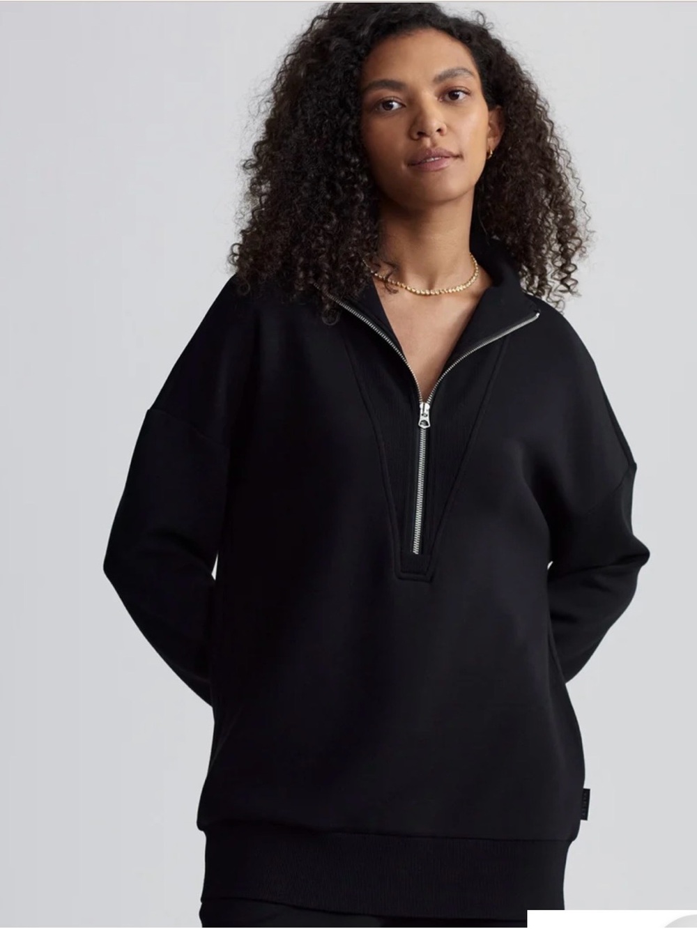 Varley Masie Longline Sweatshirt DoubleSoft Black NWT XS